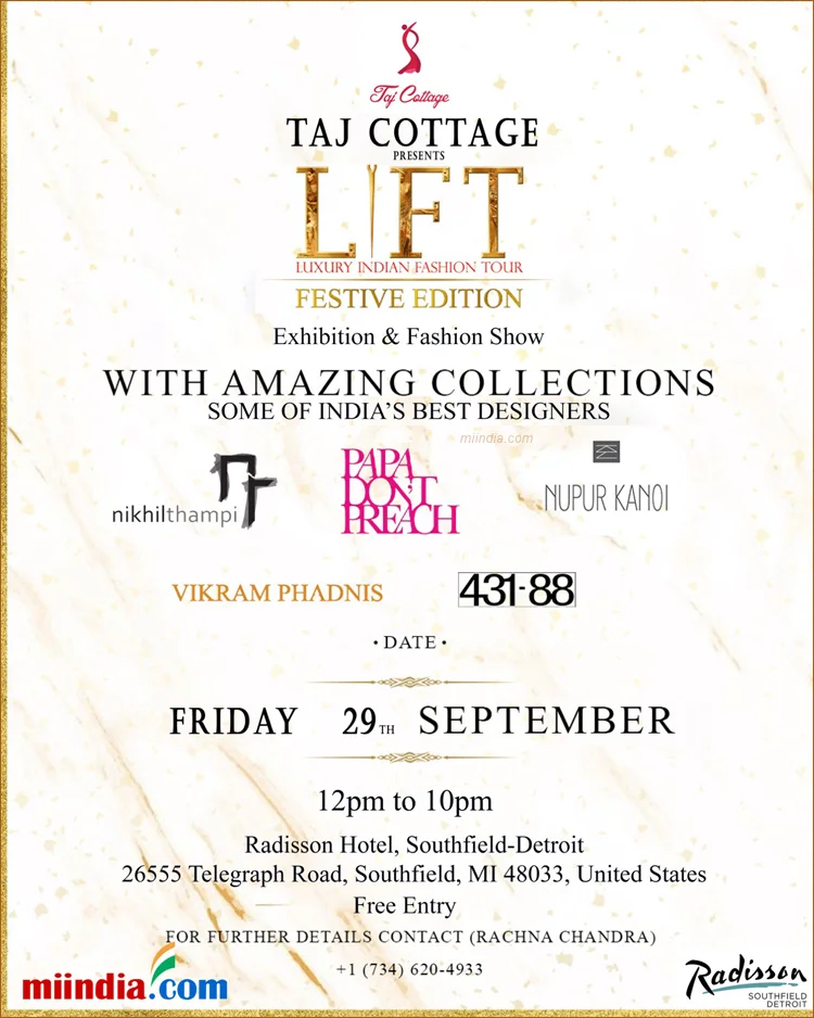 Taj Cottage presents LIFT – Luxury Indian Fashion Tour